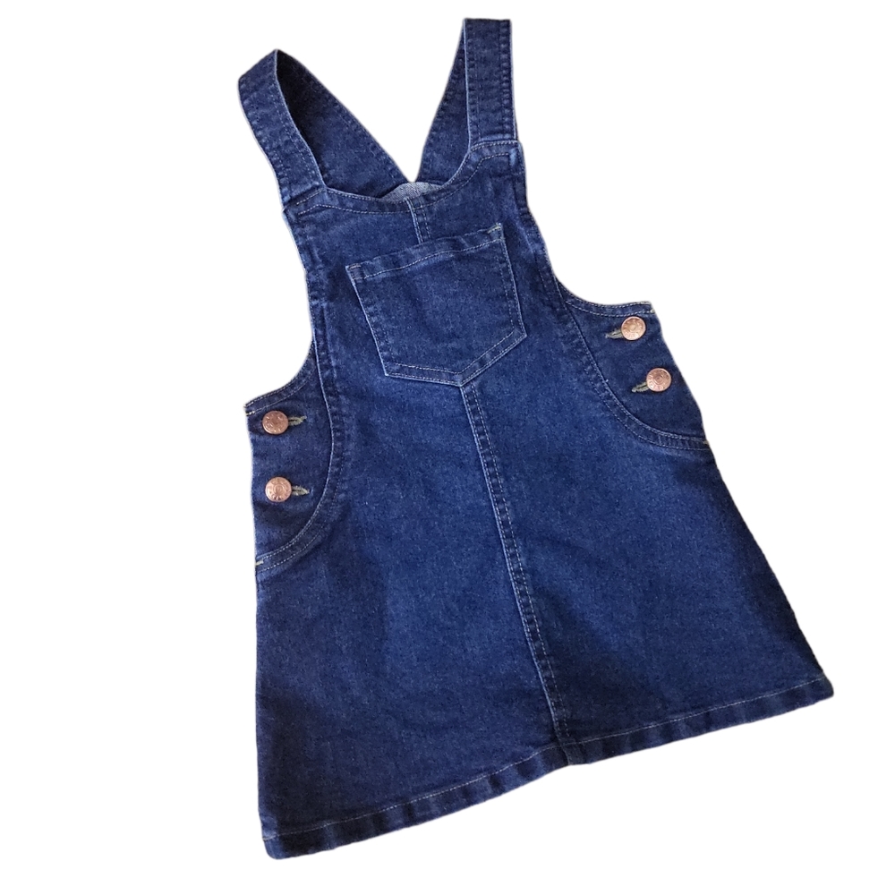 BCBG Girl's Blue Denim Overall Dress 3T